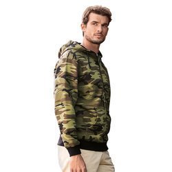 Bluza z kapturem i suwakiem  MĘSKA Malfini CAMO ZIPPER kamuflaż zielona