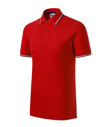 Koszulka męska polo, dopasowana, gruba, z kolorowymi wstawkami, Malfini, FOCUS czerwona