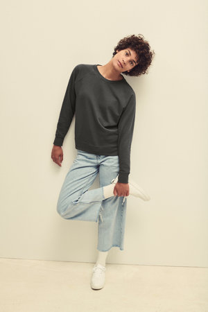 Bluza Klasyczna DAMSKA Fruit of The Loom LIGHTWEIGHT RAGLAN Sweat burgundowa