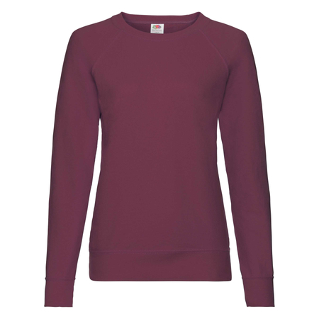 Bluza Klasyczna DAMSKA Fruit of The Loom LIGHTWEIGHT RAGLAN Sweat burgundowa