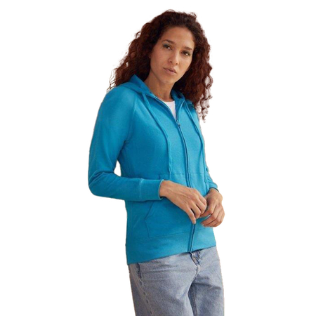 Bluza z kapturem i suwakiem  DAMSKA Fruit of The Loom LIGHTWEIGHT HOODED Sweat  Jacket azurowy