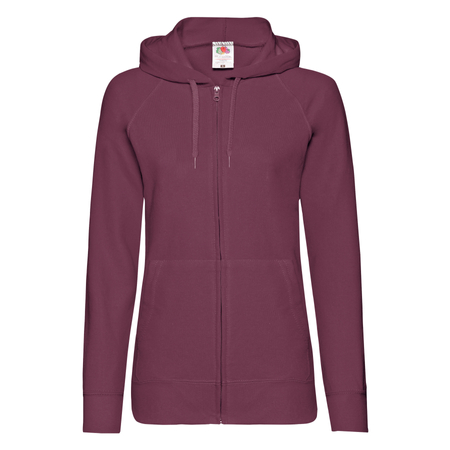 Bluza z kapturem i suwakiem  DAMSKA Fruit of The Loom LIGHTWEIGHT HOODED Sweat  Jacket burgundowa