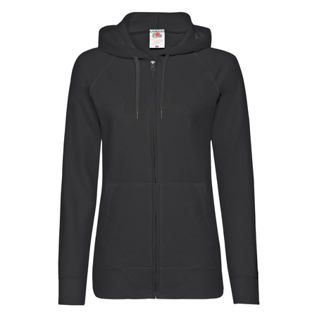 Bluza z kapturem i suwakiem  DAMSKA Fruit of The Loom LIGHTWEIGHT HOODED Sweat  Jacket czarna 