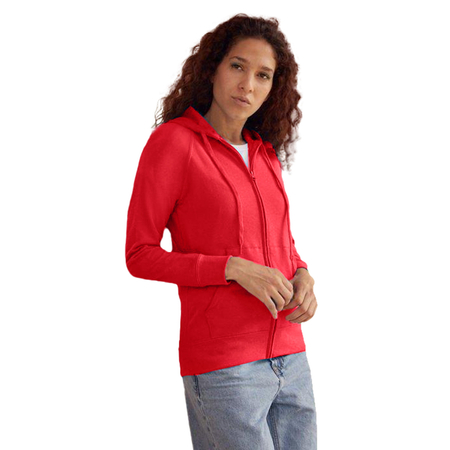 Bluza z kapturem i suwakiem  DAMSKA Fruit of The Loom LIGHTWEIGHT HOODED Sweat  Jacket czerwona 