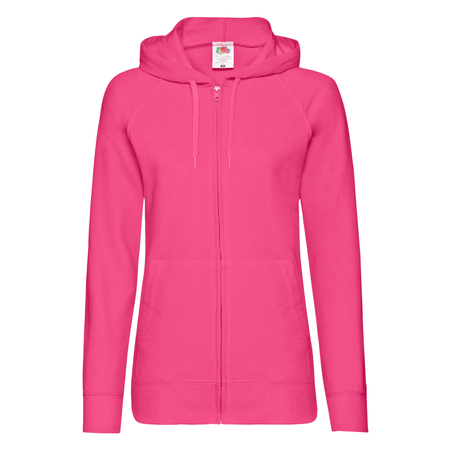 Bluza z kapturem i suwakiem  DAMSKA Fruit of The Loom LIGHTWEIGHT HOODED Sweat  Jacket fuksja