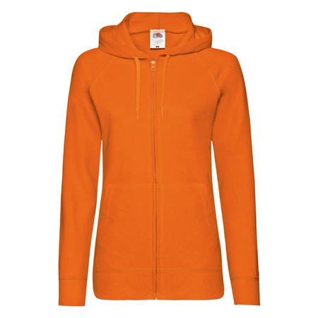 Bluza z kapturem i suwakiem  DAMSKA Fruit of The Loom LIGHTWEIGHT HOODED Sweat  Jacket pomarańczowa 