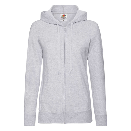 Bluza z kapturem i suwakiem  DAMSKA Fruit of The Loom LIGHTWEIGHT HOODED Sweat  Jacket szary melanż 