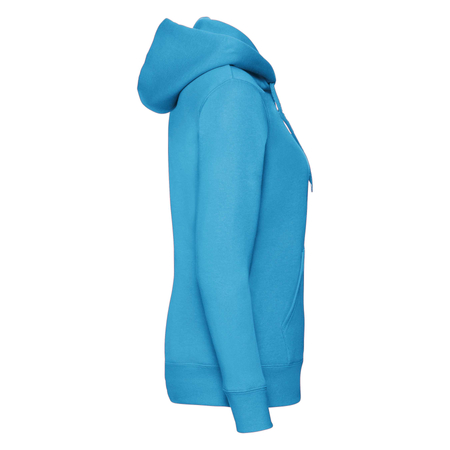 Bluza z kapturem i suwakiem  DAMSKA Fruit of The Loom PREMIUM HOODED Sweat Jacket azurowy