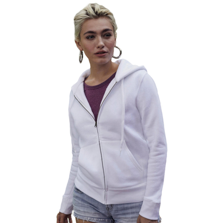 Bluza z kapturem i suwakiem  DAMSKA Fruit of The Loom PREMIUM HOODED Sweat Jacket biała