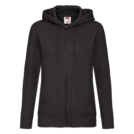 Bluza z kapturem i suwakiem  DAMSKA Fruit of The Loom PREMIUM HOODED Sweat Jacket czarna 