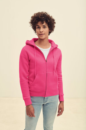 Bluza z kapturem i suwakiem  DAMSKA Fruit of The Loom PREMIUM HOODED Sweat Jacket czarna 