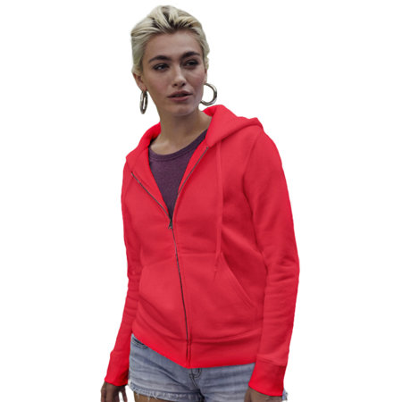 Bluza z kapturem i suwakiem  DAMSKA Fruit of The Loom PREMIUM HOODED Sweat Jacket czerwona 