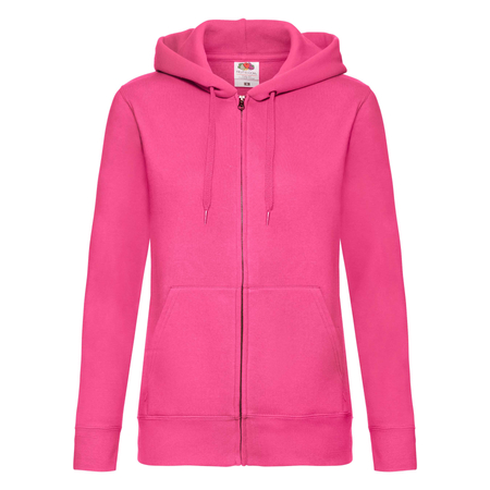 Bluza z kapturem i suwakiem  DAMSKA Fruit of The Loom PREMIUM HOODED Sweat Jacket fuksja