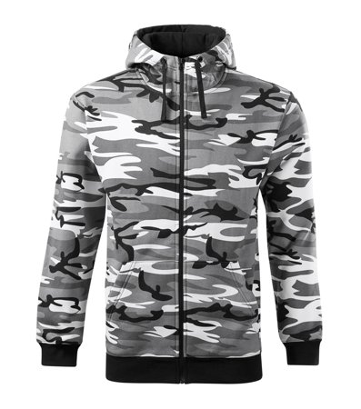 Bluza z kapturem i suwakiem  MĘSKA Malfini CAMO ZIPPER kamuflaż szara