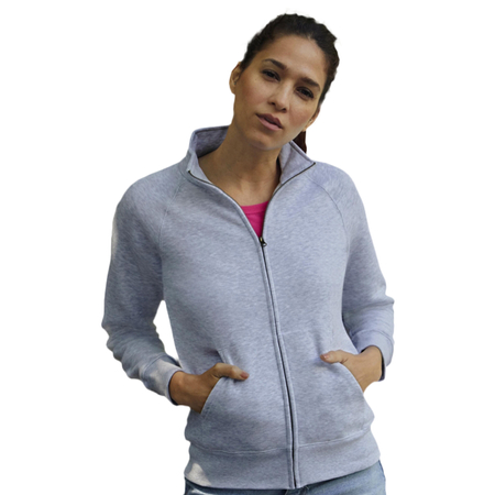 Bluza z suwakiem DAMSKA Fruit of The Loom LADIES PREMIUM Sweat  Jacket szary melanż 