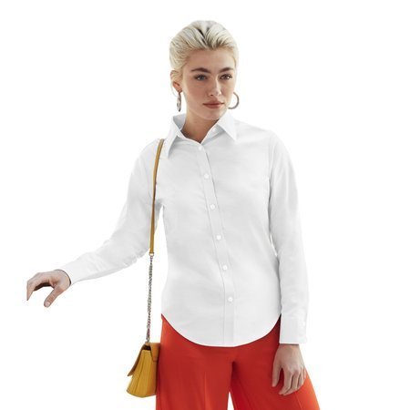 Koszula DAMSKA Fruit of The Loom LADIES LONG SLEEVE OXFORD SHIRT białe 