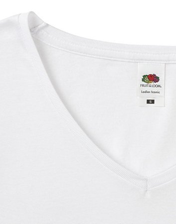 Koszulka Serek DAMSKA Fruit of The Loom ICONIC 150 V-Neck biała