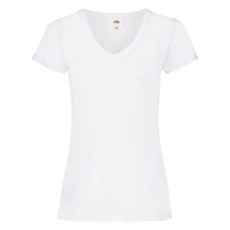 Koszulka Serek DAMSKA Fruit of The Loom VALUEWEIGHT V-Neck biała